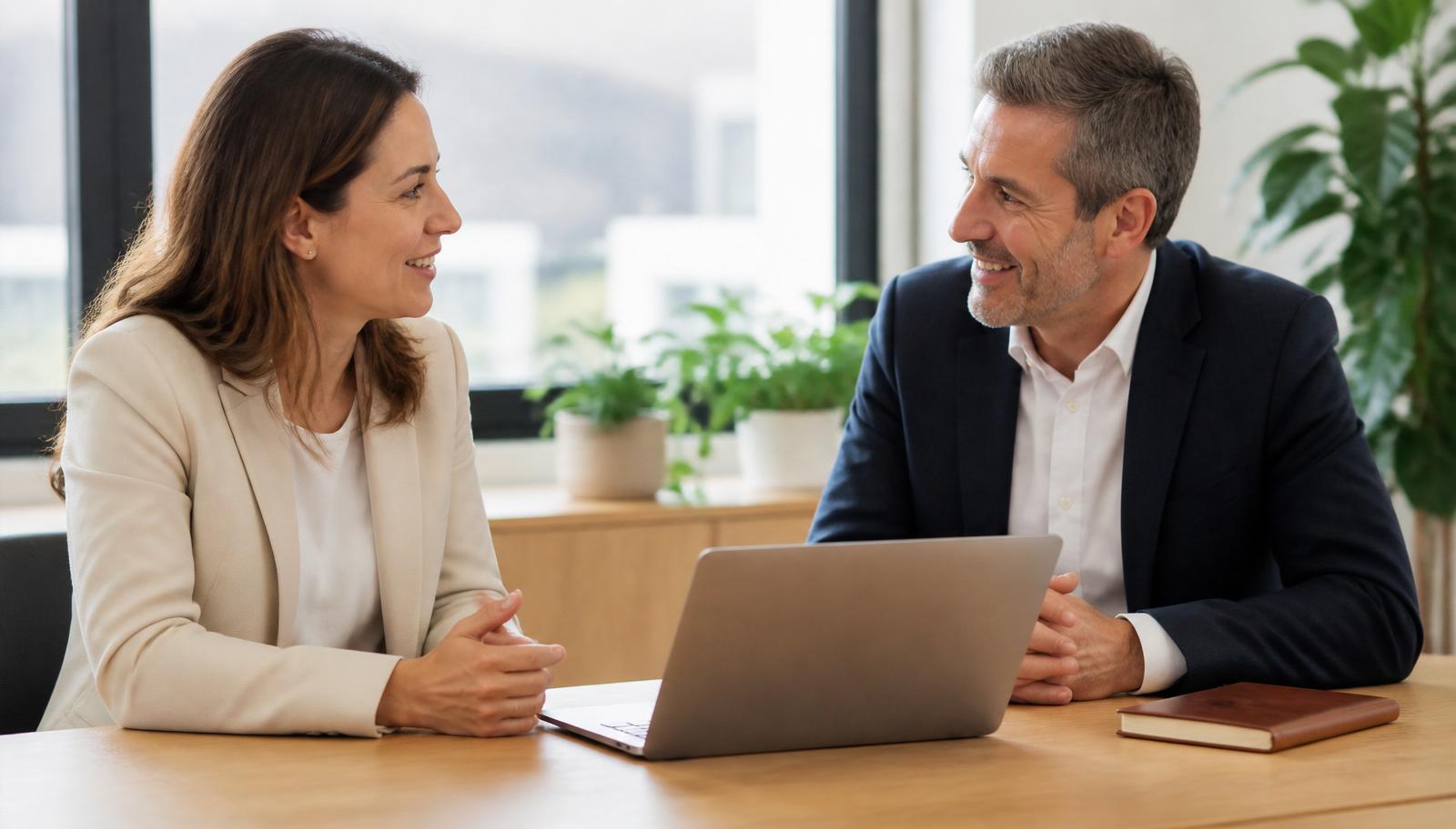 Entretien professionnel entre conseillère et collaborateur